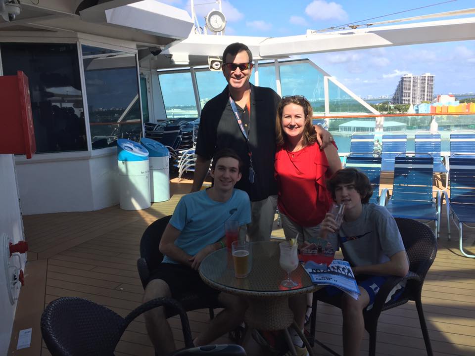 Ryan, Shannon, Jen, and Brendan at the beach on a cruise